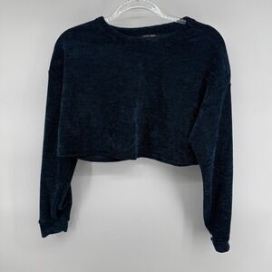 PAPPERMOON Teal Textured Cropped Long Sleeve Sweatshirt Womens Size S